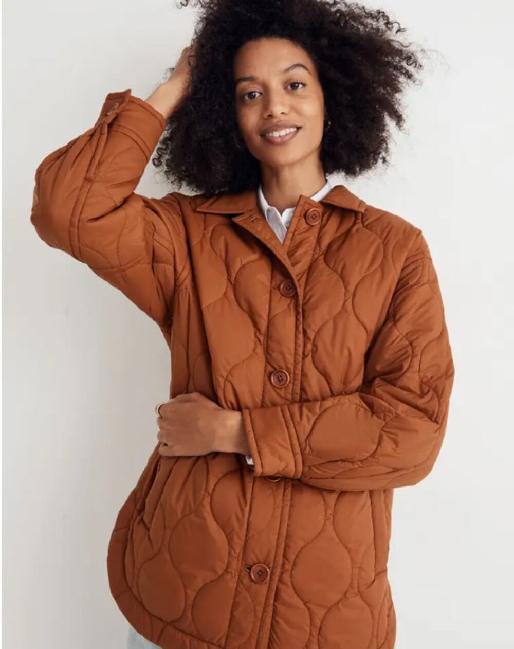 Madewell Plus Airpuff Shirt Jacket Warm Coffee Size 3X